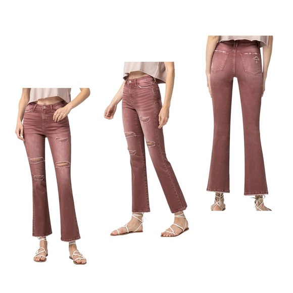 VERVET BY FLYING MONKEY Denim - Vervet size 26 Skylar high rise bootcut jeans in distressed raisin pink mauve